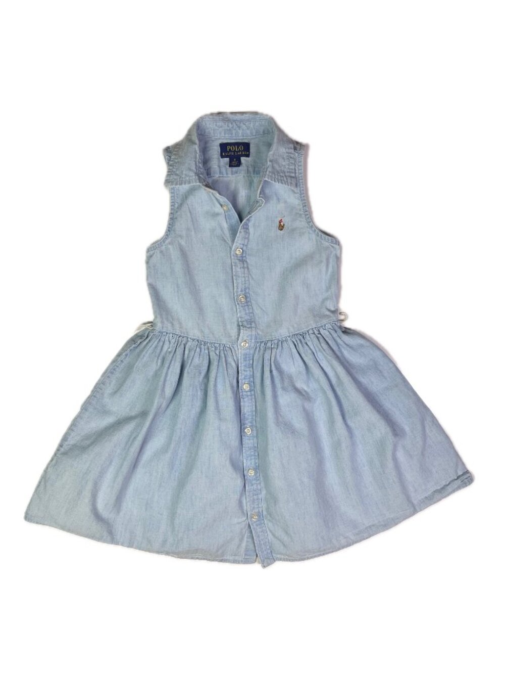 POLO Ralph Lauren Girl's Size 5 Sleeveless Chambray Dress *Missing Sash